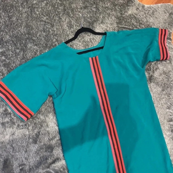 Vintage  Runway Luxury Fashion Red green kaftan dress Sz L - Picture 12 of 16